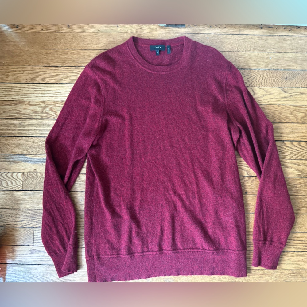 Theory Red Crewneck Cashmere Sweater - Size XL